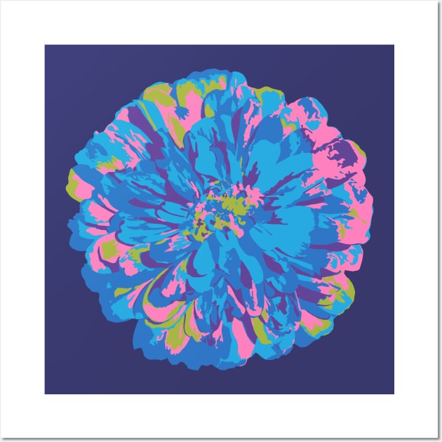 CHRYSANTHEMUMS Abstract Big Flower Summer Bright Floral - Blue Pink Purple Green Dark Blue - UnBlink Studio by Jackie Tahara Wall Art by UnBlink Studio by Jackie Tahara